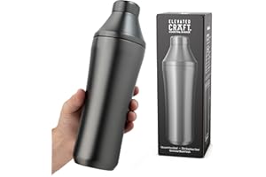 Elevated Craft Hybrid Cocktail Shaker - Premium Vacuum Insulated Stainless Steel Gunmetal Cocktail Shaker - Innovative Measur