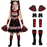 Peninpha Halloween Cheerleader Costume for Girls, Zombie Cheerleader Costumes Scary Bloody Fear Cheer Leader Outfit for Kids