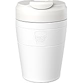 KeepCup Commuter Travel Mug - Insulated Stainless Steel Reusable Coffee Cup with Spillproof Flip Lid - 12oz/340ml - Bone White