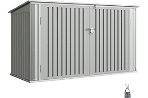 Outsunny 7.6 x 3.4ft Garbage Bin Shed for 3 Trash Cans, Outdoor Trash Can Storage Shed, Horizontal Outdoor Storage Shed with 