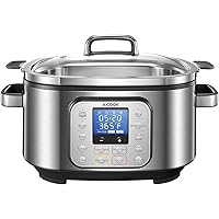 Slow Cooker 6 Quart, AICOOK 10-in-1 Multi-Cooker Programmable Steamer Food Warmer Yogurt Maker with Stainless Steel Pot…