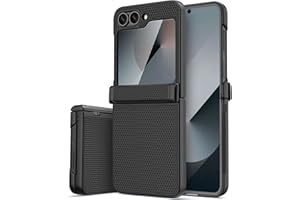 Vihibii for Samsung Galaxy Z Flip 6 and Z Flip 7 FE Case with Rugged Hinge Protection & Outer Screen Protector, Slim Stylish Texture Non-Slip & Raised Edges Shockproof Protective Phone Cover 5G, Black