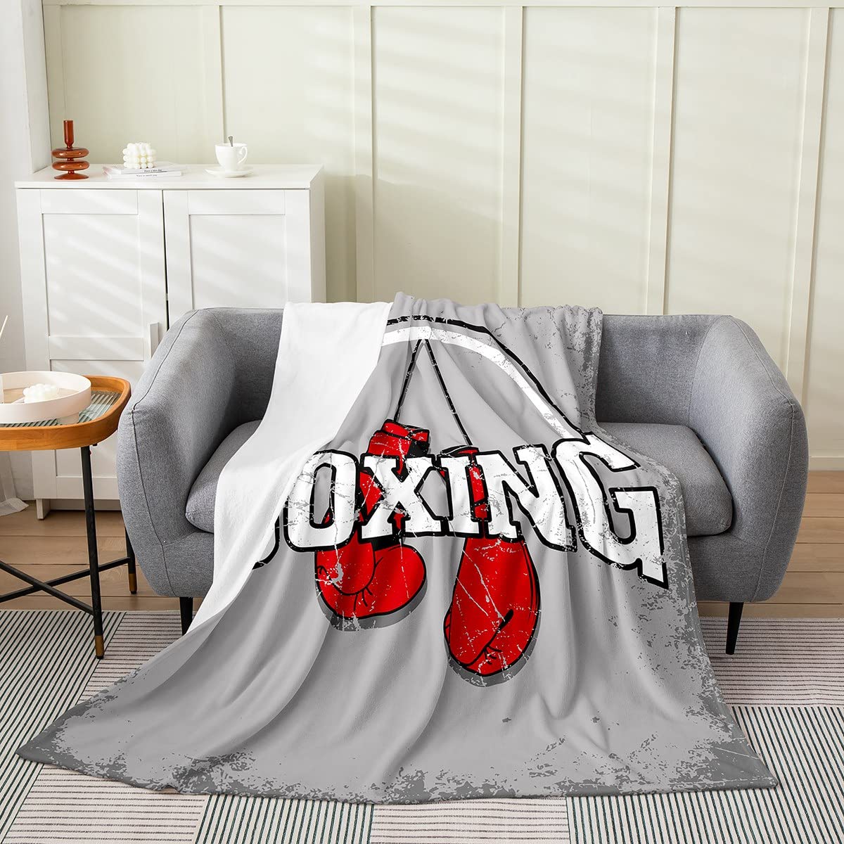 Loussiesd Boxing Flannel Fleece Throw Blanket Kids Boxing Sports Fuzzy Blanket For Bed Sofa All Season Competitive Game Bed Blanket Breathable Plush Blanket Decor 40x50 Inch4