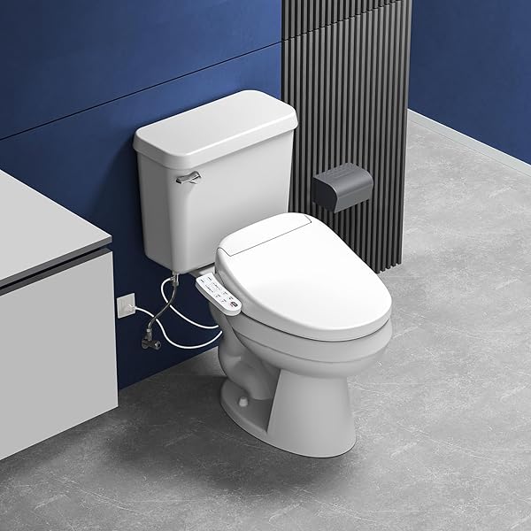 ZMJH 236 BIDET TOILET SEAT ELONGATED – ENDLESS WARM WATER, HEATED SEAT & VORTEX WASH, DUAL FRONT/REAR CLEANING, WARM AIR DRYER, LED NIGHT LIGHT, ELECTRIC-POWERED (ELONGATED)