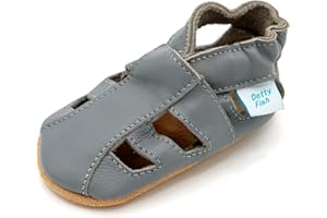 Dotty Fish Infant and Toddler Soft Leather Sandals – Barefoot-Friendly, Non-Slip Suede Sole, Podiatrist Recommended, Breathable Baby-Safe Leather, British Brand – Fits 0–4 Years
