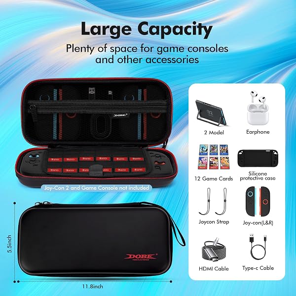 18-IN-1 ACCESSORIES BUNDLE COMPATIBLE WITH NINTENDO SWITCH 2, CARRY CASE SET, PROTECTION BUNDLE WITH 2X COMFORT GRIPS, 6X THUMB GRIP CAPS, 6X PRECISION RINGS, SILICONE COVER & 2X TEMPERED GLASS