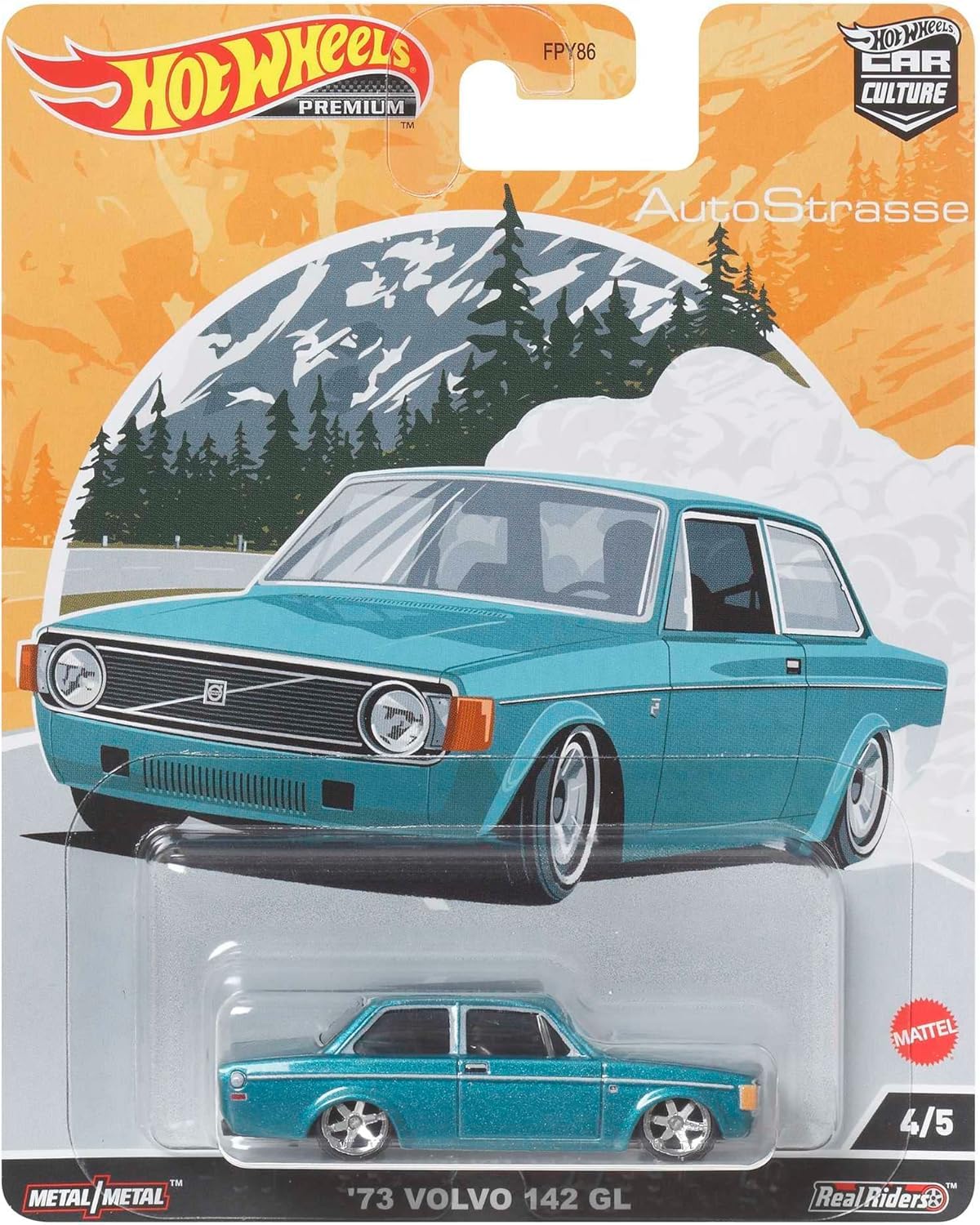Hot Wheels Volvo 142 GL, Car Culture Circuit Legends Vehicles for Kids 3 Years Old & Up and Adult fans and Collectors, Premium Collection of Car Culture 1:64 Scale Vehicles, HCJ87
