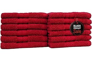 AKTI Premium 100% Cotton Wash Cloths, 12 Piece Set, 12x12 Inches, Luxury towels, Durable, Fingertip Towel Quick Dry & Extra Absorbent Cleaning Cloth Face Cloths for Home, Spa, Hotel, Bathroom & Kitchen