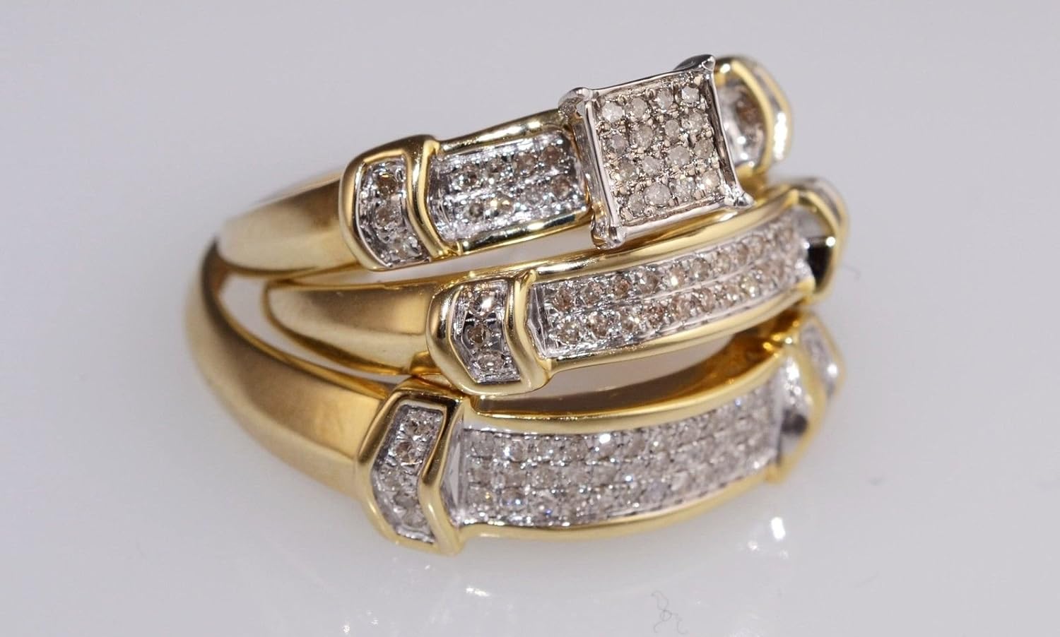 American Best Men And Ladies Diamond And Gold Bridal Set Engagment