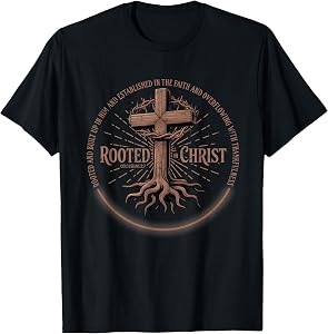 Rooted in Christ Tee, Jesus Tee, Vintage Cross Christian T-Shirt