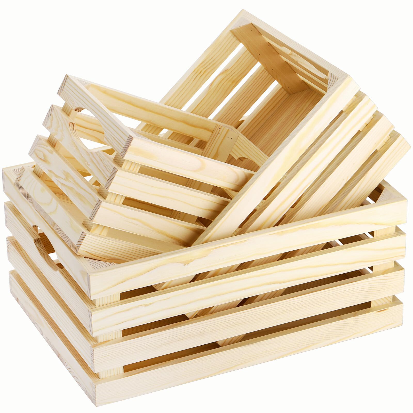 Photo 1 of ZENFUN 3 Pack Wooden Nesting Crates with Handles, Decorative Hand Crafted Wood Box Nesting Crate Farmhouse Storage Basket Container for Display and Organization, Home Centerpieces