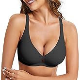 Women's Tshirt Bra Seamless No Underwire - Lightly Lined Everyday Comfort Wireless Bralette for Sleep, Lounge & Light Support Black