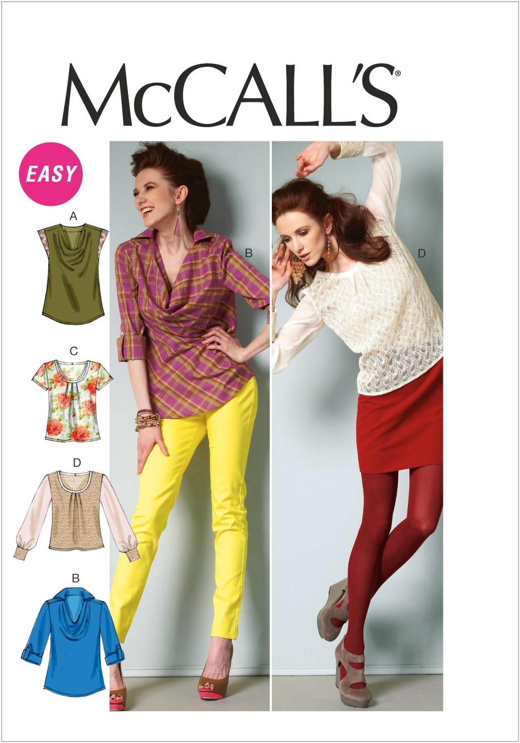 McCall Patterns M6604A50 Misses' Tops Sewing Pattern, Size A5 (6-8-10-12-14)