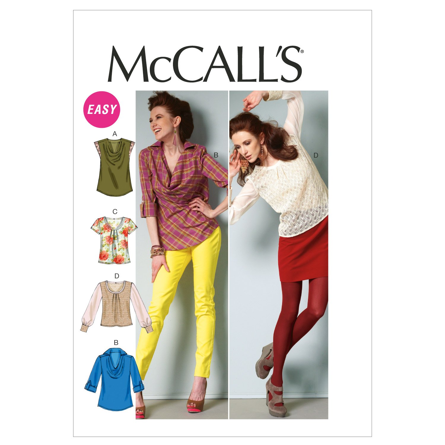 McCall Patterns M6604A50 Misses' Tops Sewing Pattern, Size A5 (6-8-10-12-14)