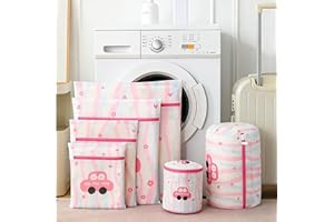 6Pcs Mesh Laundry Bags for Delicates with Premium Zipper, Travel Storage Organize Bag, Clothing Washing Bags for Laundry, Blo