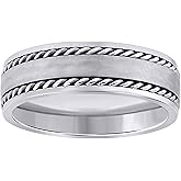 Jewels By Lux Stainless Steel Mens Double Rope Inlay Brushed Sizes 7-14 Comfort-Fit Fashion Bridal Anniversary Wedding Engagement Band Ring