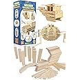 3 Bees & Me Wooden Building Toys - STEM Toys for Boys and Girls - 100 Wood Plank Pieces