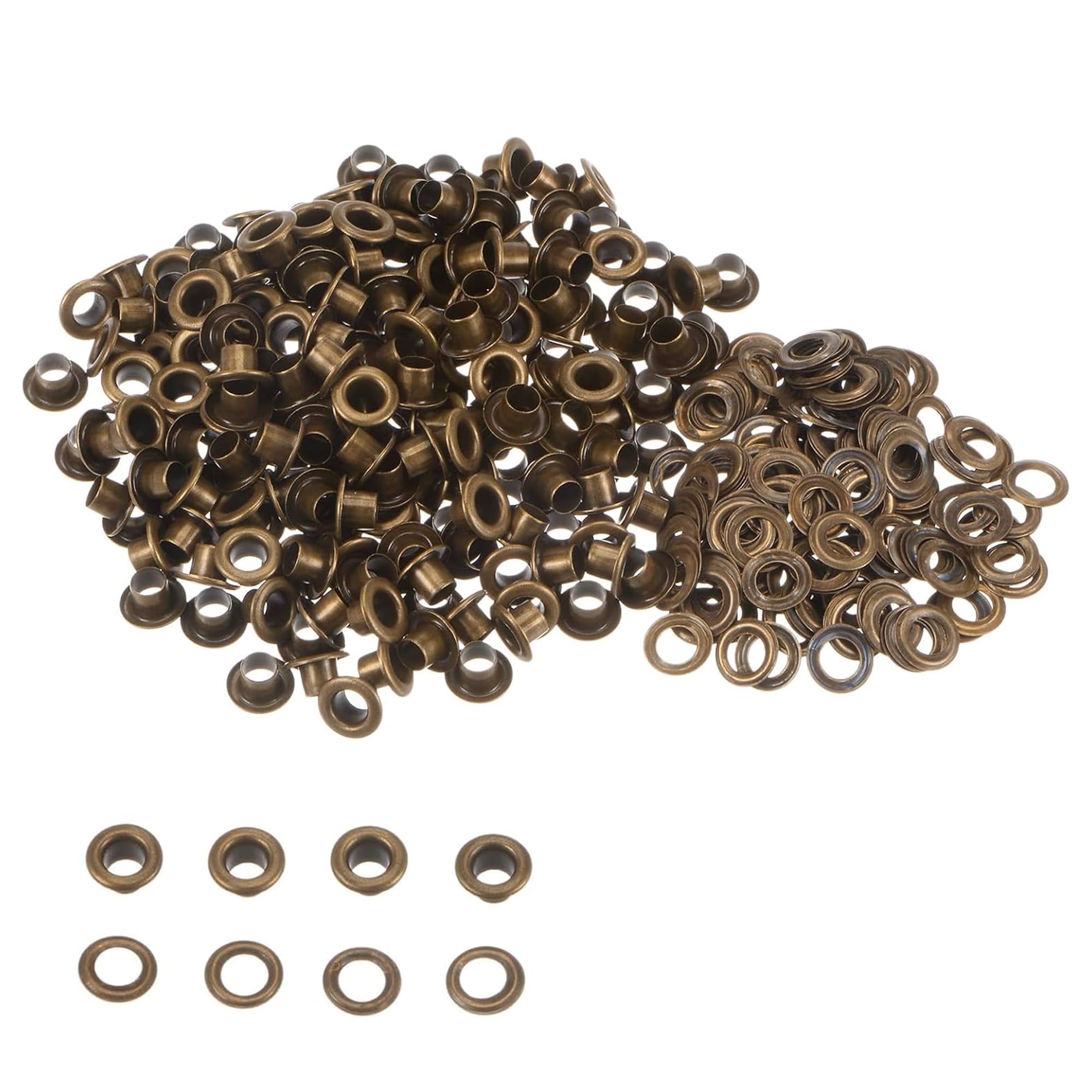 Trimming Shop 4mm Brass Eyelets with Washers, Durable Rust - Proof Grommets for DIY Projects, Arts & Crafts, Leather Crafts, Shoes, Clothing, Handbags Decoration, Bronze, 100pcs