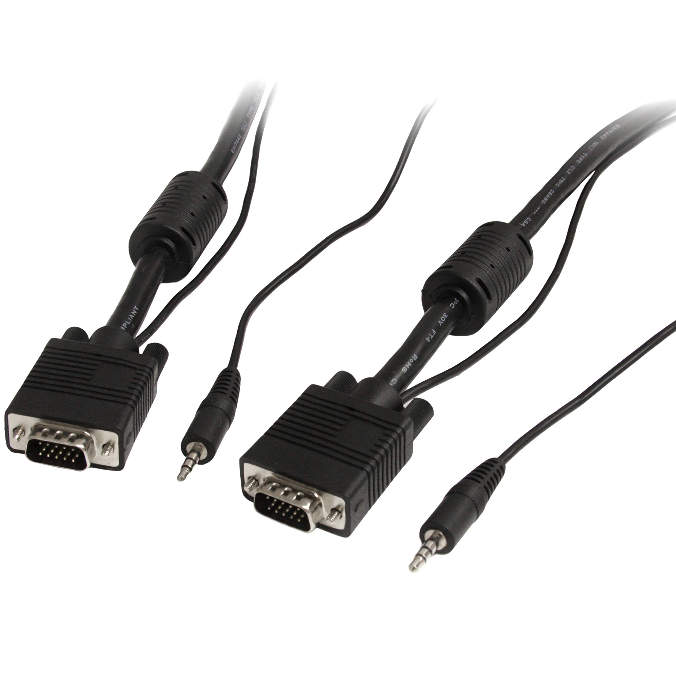 StarTech.com 10m Coax High Resolution Monitor VGA Video Male to Male Cable with Audio HD15, black
