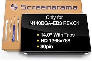 SCREENARAMA New Screen Replacement for N140BGA-EB3 REV.C1, HD 1366x768, Glossy, LCD LED Display with Tools