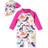 Aalizzwell Baby Girls Long Sleeve One Piece Bathing Suit with Hat