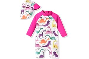 Aalizzwell Baby Girls Long Sleeve One Piece Bathing Suit with Hat