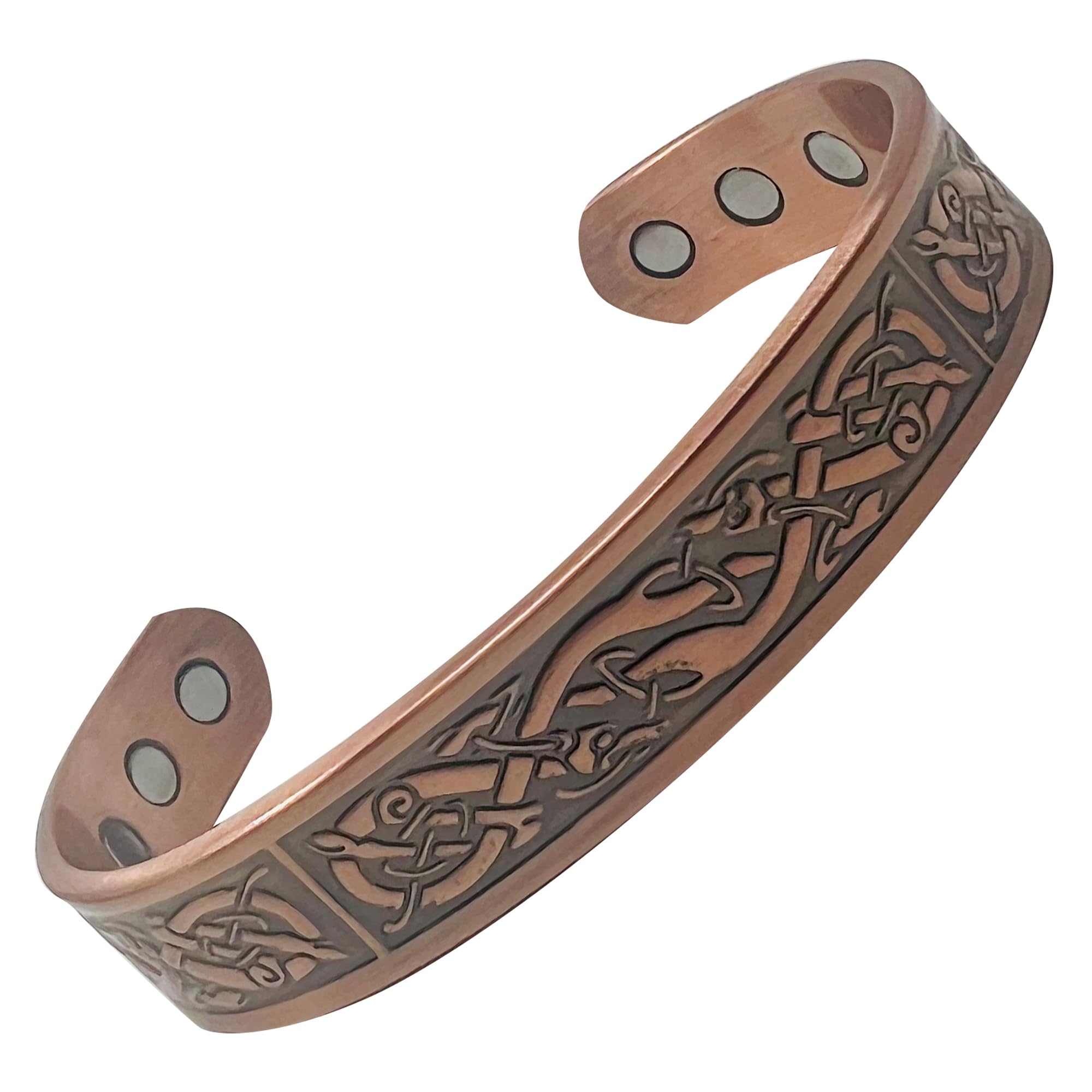 Mnb Magnetics Pure Copper Celtic Style with a Panelled Vine Design - Extra Strong Magnets (Medium, Copper)