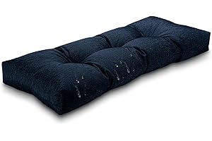 Millsilo Outdoor Bench Cushion, Indoor Tufted Memory Foam Furniture Cushions, Water Resistant Patio Bench Cushions, Non Slip Thicken Garden Settee Kitchen Dining Seat Pads 42x16x4 in, Midnight Blue