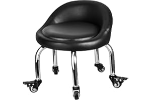 FLOLXNB Low Stool with Back, Low Height Rolling Chair, Low Stool with Wheels for Garage Shop Home Office,L