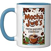 Mocha Joe's Fresh Ceramic Mug, Blue/White
