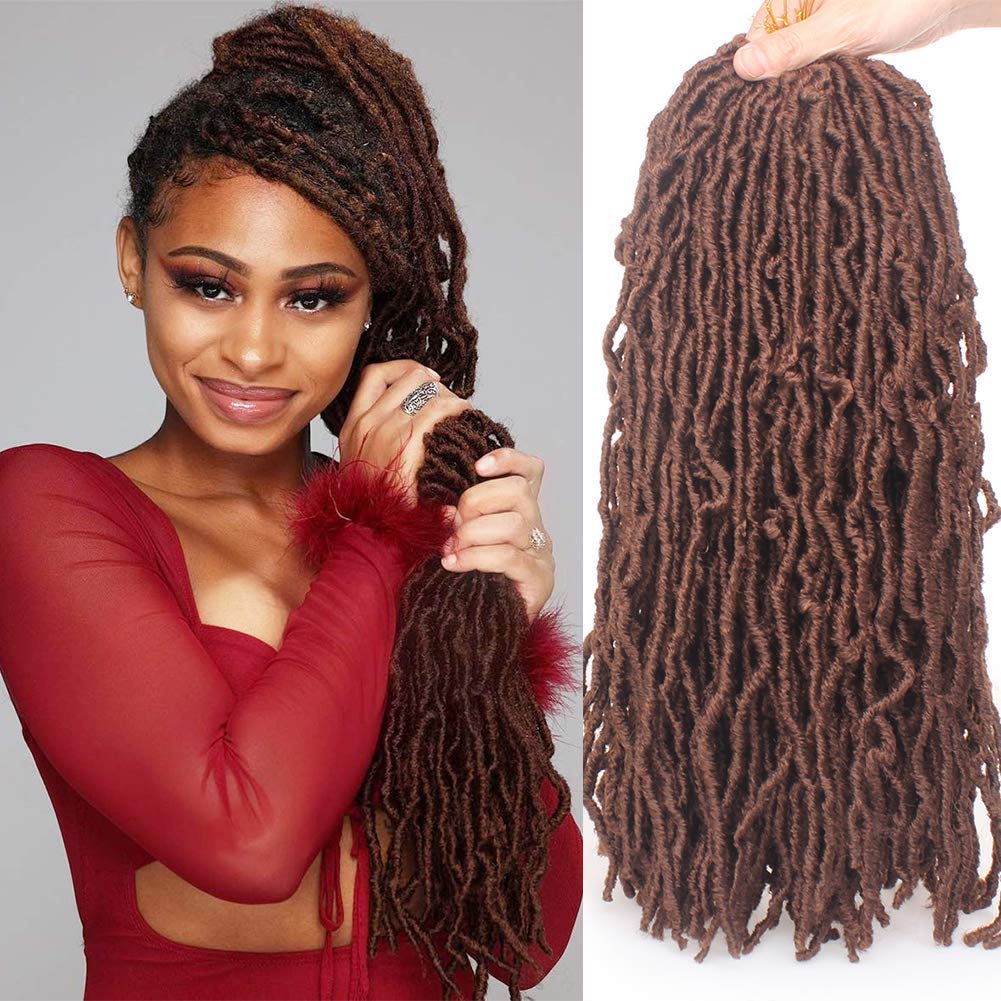 Xtrend 7Packs Nu Faux Locs Crochet Hair 18 Inch Dark Brown Dreadlock Crochet Braids Hair Extensions 12strands/pack 30#