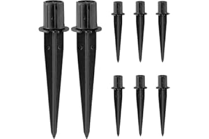 SUNPO 8 Pack Metal Replacement Stakes for Solar Lights Outdoor, Plastic Solar Pathway Lights Spike Replacer, Size 0.78 X 5.3 Inches, Used to Maintain Solar Landscape Lights