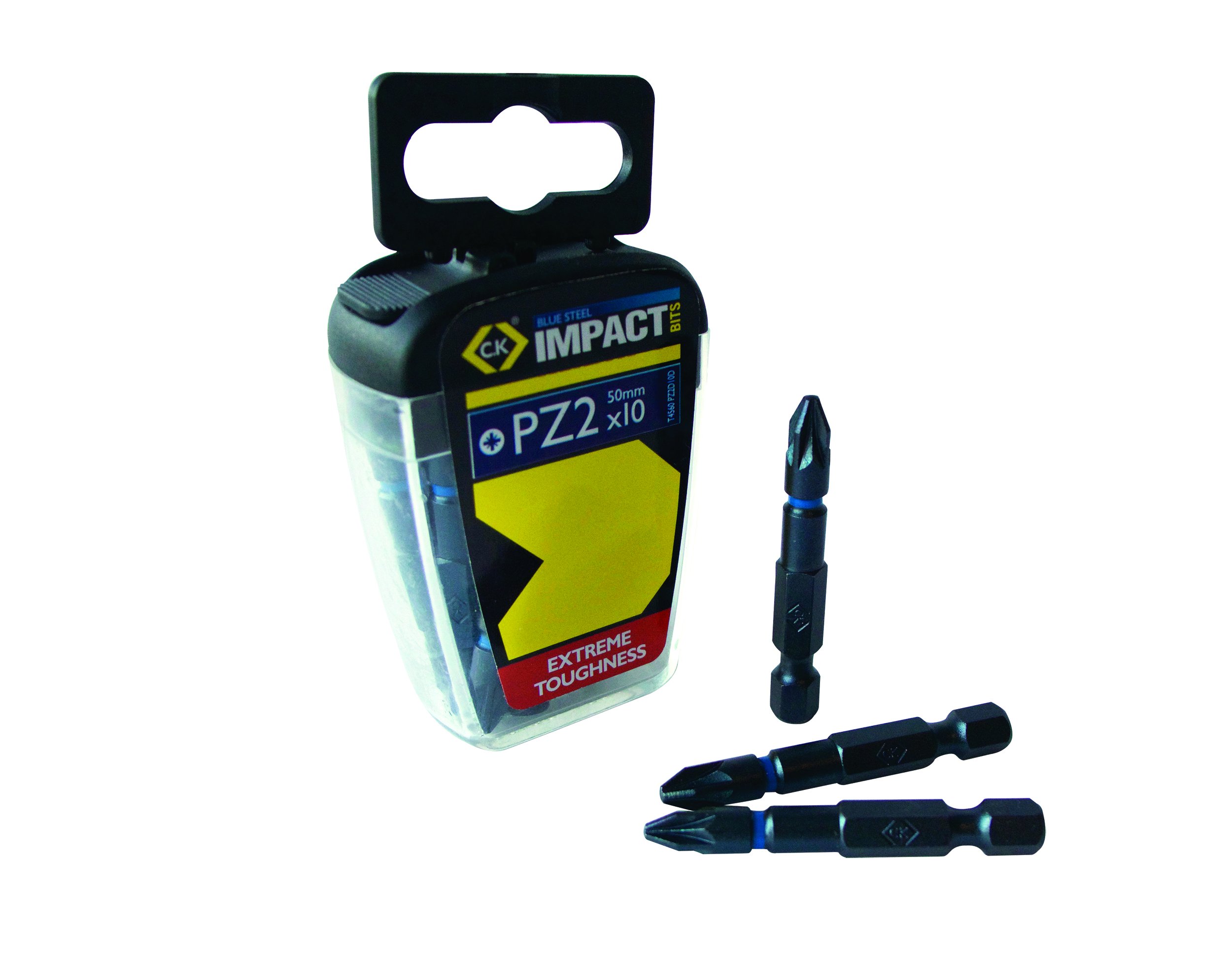 C.K T4560 PZ2LD10 PZ Impact Screwdriver Bits, 0 V, Black, 2 x 50 mm, Set of 10 Piece