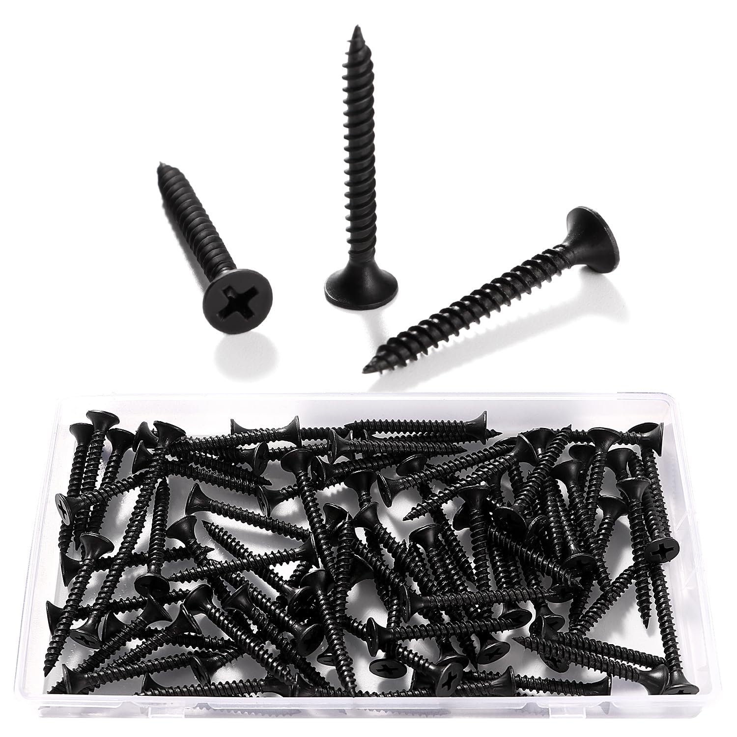 VooGenzek 80 PCS M3.5 * 35 mm Coarse Thread Point Drywall Screws, Phillips Countersunk Drywall Screws, Plasterboard Wood Screw, for Plasterboard, Drywall and Wood, Black — image 1