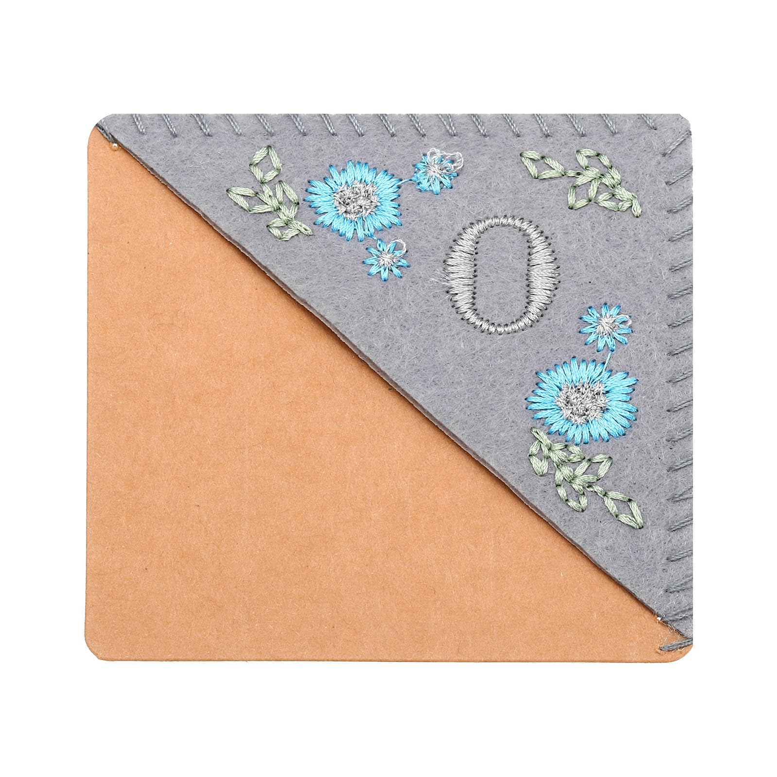 PATIKIL Personalized Embroidered Corner Bookmark, Cute Flower Felt Stitched Triangle Book Mark Page Marker for Women Men Book Lovers Teachers, Grey, Letter O — image 1