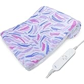 GOQOTOMO Plume Heating Pad for Back Pain Relief- 12" x 24"12 Heat Levels, 8 Timers Stay on, Holiday Gifts for Women, Machine Washable -FWF (Pink)