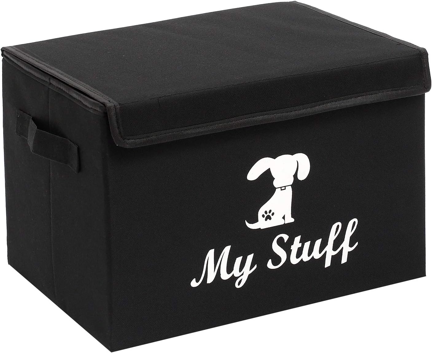 Geyecete liene Fabric Dog Storage Basket Bin Chest with Lid and Handles - Perfect for Organizing Dog Toys, Dog Clothing, callapsible Storage Trunk