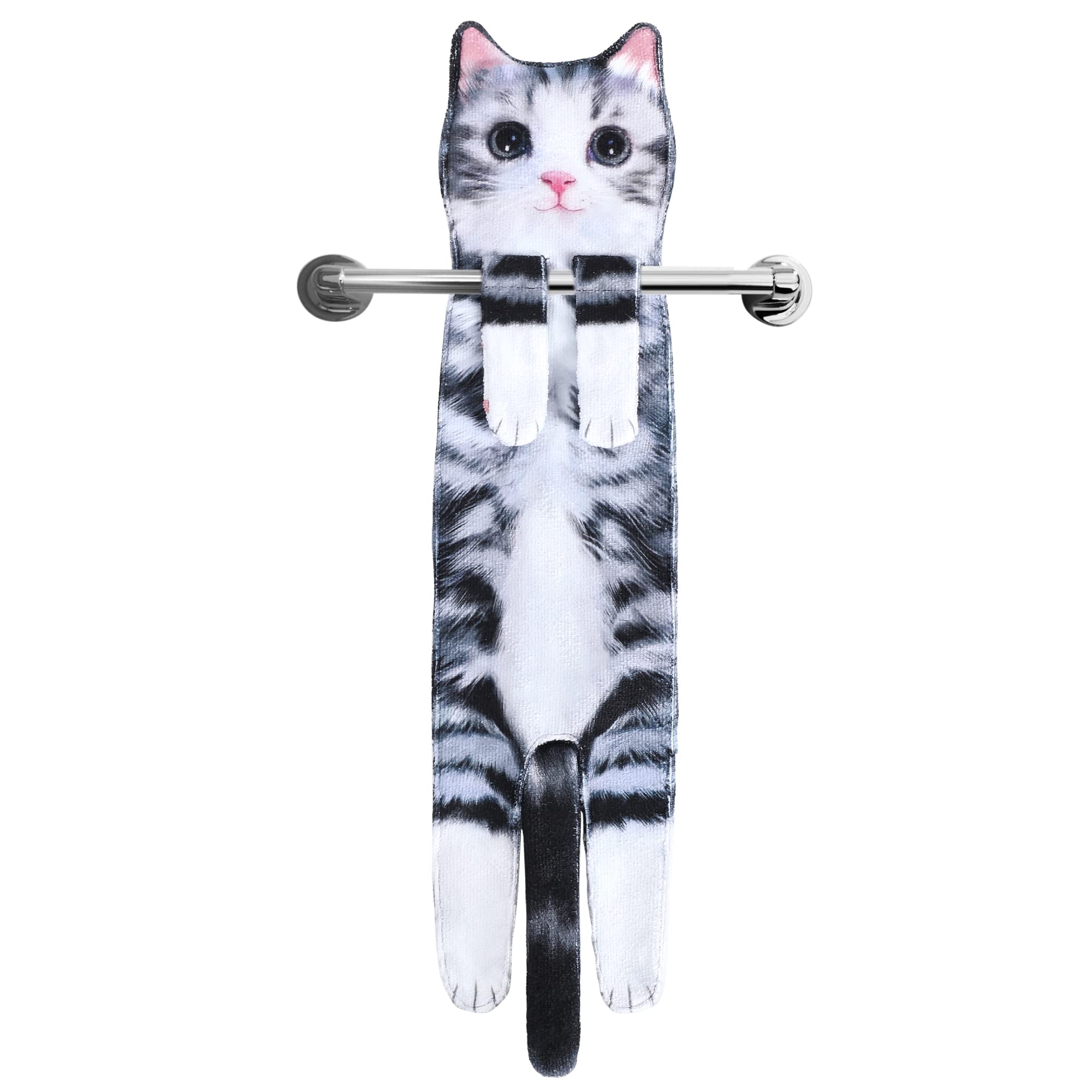 AGRIMONY Cat Funny Hand Towels - Cute Bathroom Kitchen Towels Decor Decorative Hanging Face Towel Super Absorbent Soft-Valentine Christmas House Warming New Home Gifts for Women Cat Lovers