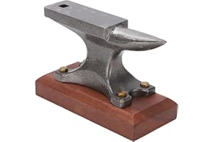 Fafeicy Mini Anvil, Ebony Wood Base, Cast Steel Anvil for Jewelry Making Metal Forging Pounding, Compact Metalworking Horn wi