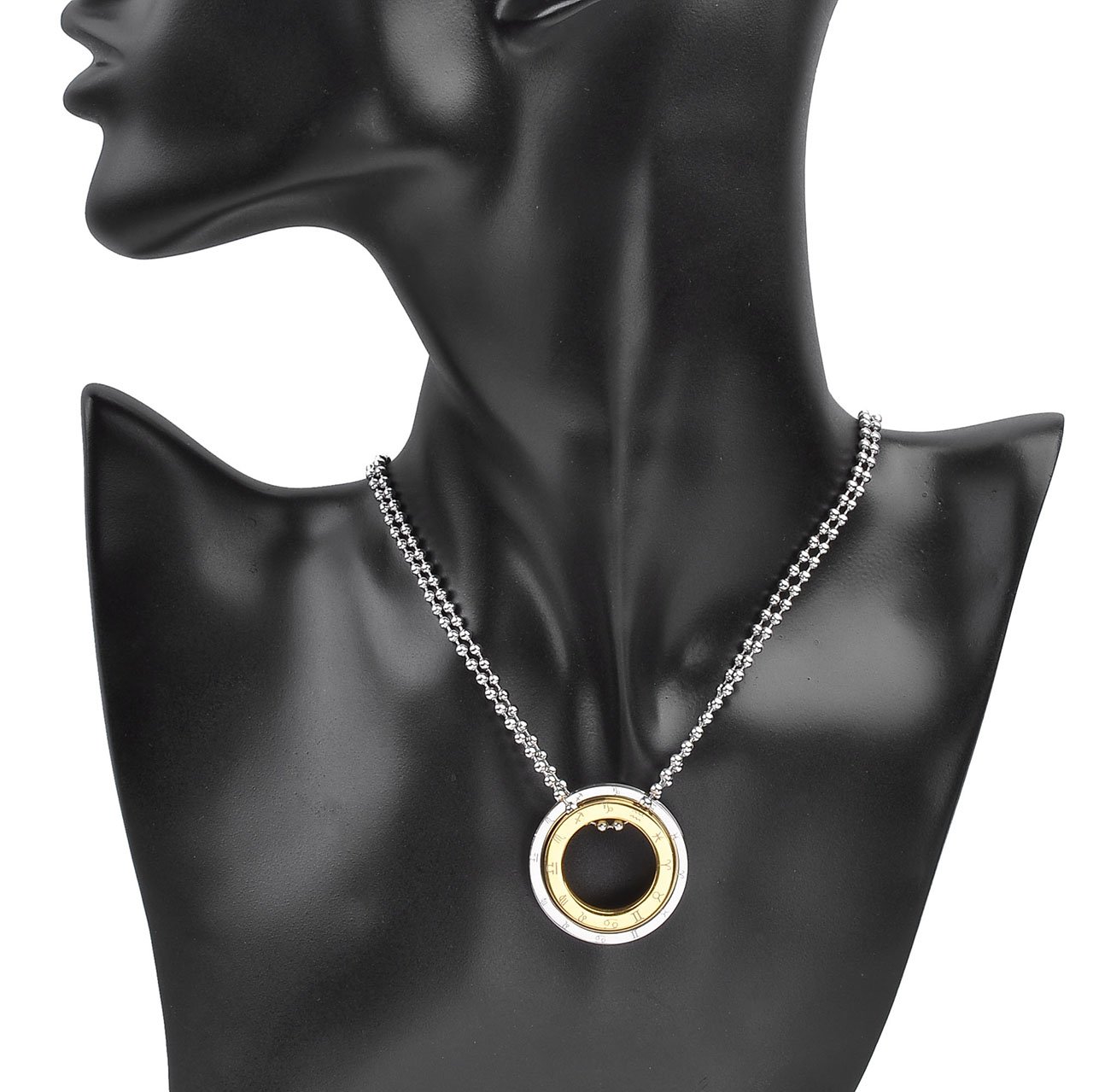 Zysta Collier Pendentif Rond 12 Zodiaque Femme Acier Inoxydable Amovible Argent Or Cadeau Amoureux Fantaisie avec chaîne 24\'\' et Boîte cadeau