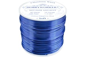 HOBBYWORKER 16 Gauge 295FT Aluminum Wire, Metal Armature Wire Engraving Line Can Be Bent, Used for Jewelry Crafts Skeleton Floral Model Making (1.3mm-90m Sapphire)