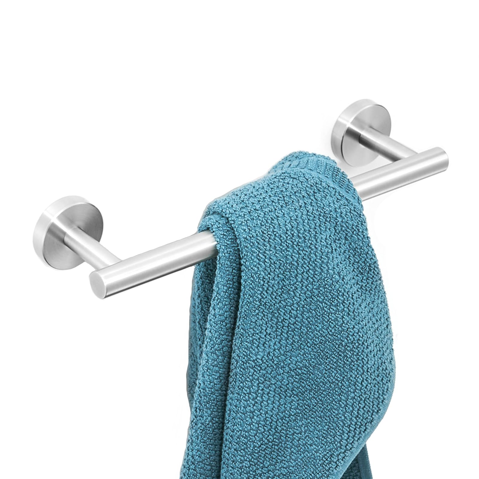 bowarepro Stainless Steel Towel Rail 30CM Wall Mounted Chrome Towel Holder Towel Hanger for Bathroom Kitchen Brushed Finish 30cm/12in (Silver)