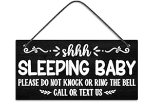 Putuo Decor Baby Sleeping Door Sign for Front Door PVC Shhh Baby Is Sleeping Do Not Knock or Ring Doorbell Door Hanger Sign No Soliciting Sign for Home Baby Room Nursery Kindergarten Decor, black