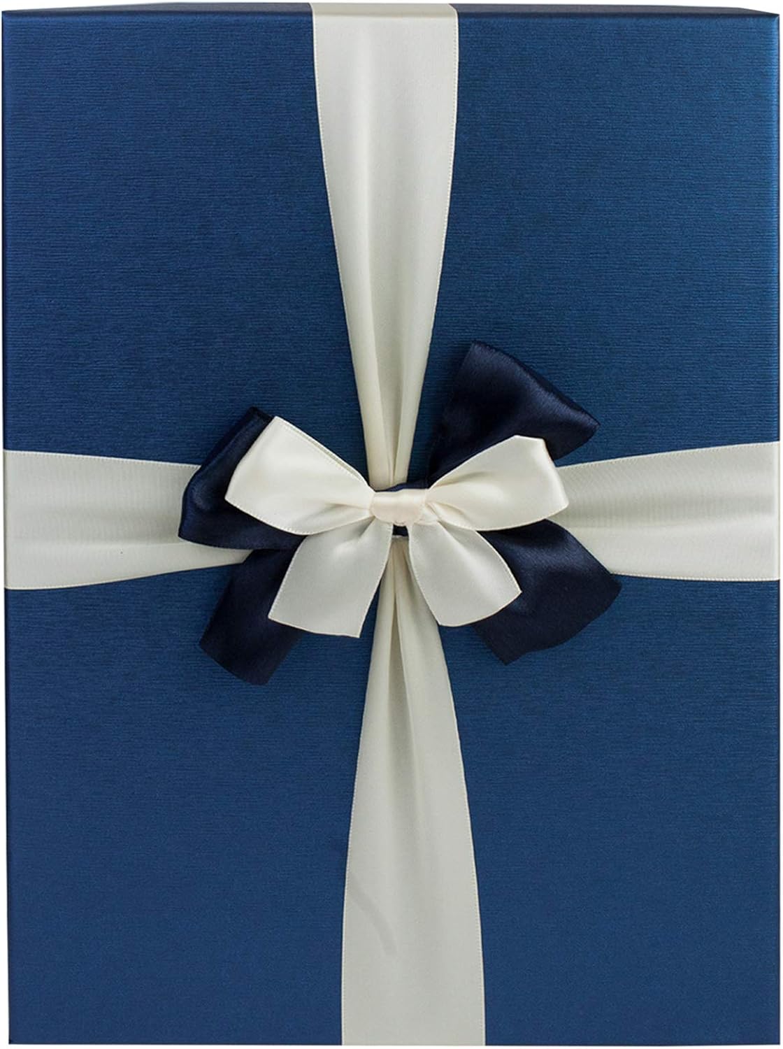Emartbuy Blue Rigid Gift Box with Ribbon - 27 x 19 x 7 cm - Luxury Cardboard Presentation Box, Rectangle Single Box - Blue - Image 3