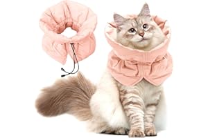 FACULX Cat Recovery Collar, Soft Adjustable Cat Cone Alternative, Lightweight Waterproof Fasteners Collars for Cats Kittens Puppies, After Surgery Stop Licking and Daily Use (Orange Pink, S(Neck5.5-9.8"))