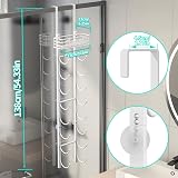 HapiRm Over Door Towel Rail 9-Tier Wall Mounted Storage Rack White view 7