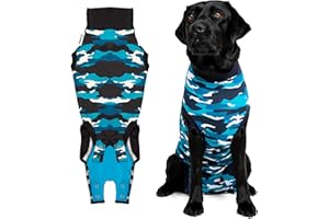 Suitical Recovery Suit for Dogs | Spay and Neutering Dog Surgery Recovery Suit for Male or Female | Soft Fabric for Skin Conditions | Medium | Neck to Tail 21.7”-27.2” | Blue Camouflage
