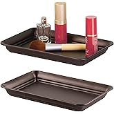 iDesign Decorative Countertop Vanity Tray Organizer for Bathroom, Bedroom, Closet, Entryway, Set of 2, 9.7" x 6.3" x 1", Bronze