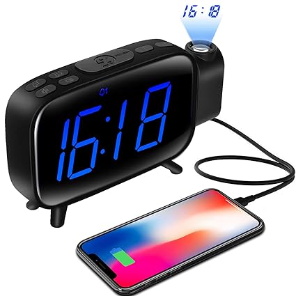 Anecity Projection Alarm Clock 5 7 Large Led Curved Screen