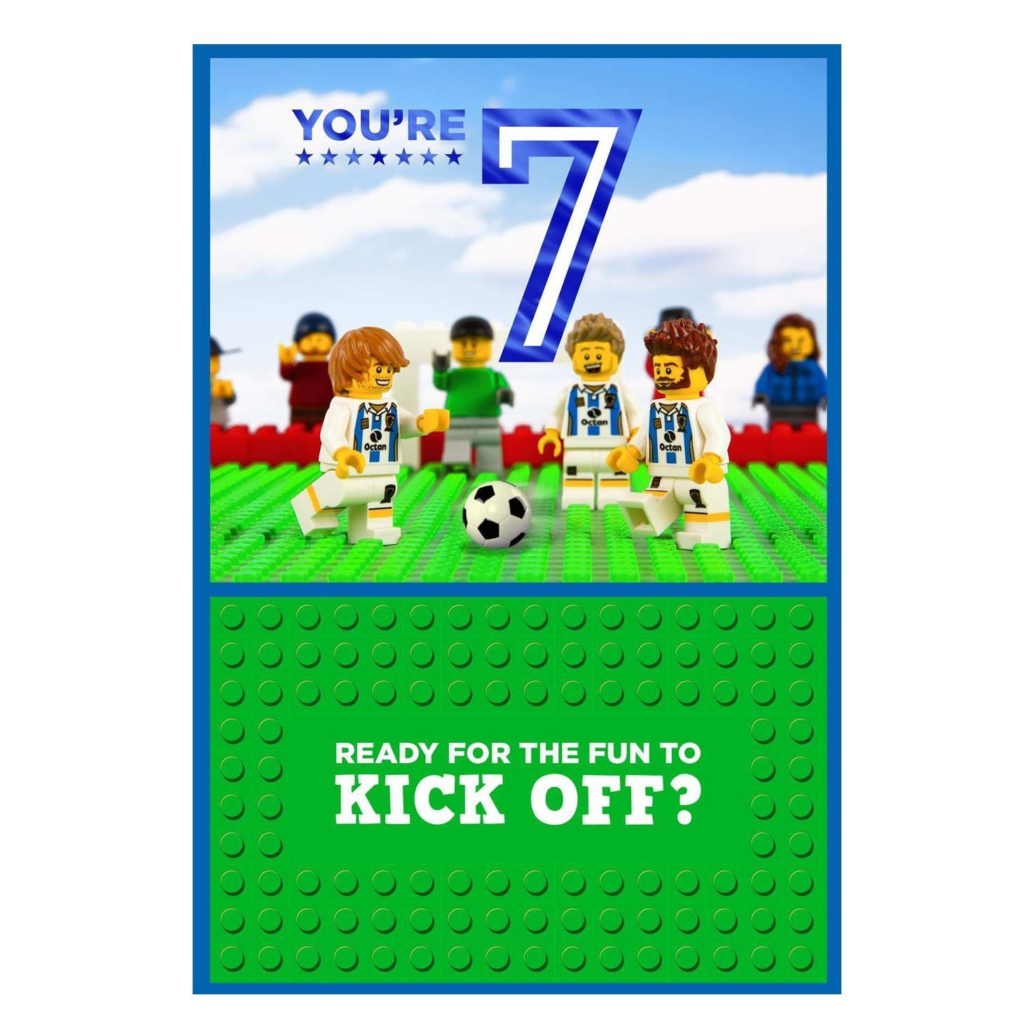 Hallmark Age 7 Birthday Card - Lego Football Design